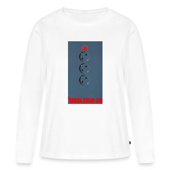 Trois douilles sur fond bleu - T-shirt manches longues Premium bio Femme - blanc - Devant - Julia (174cm)