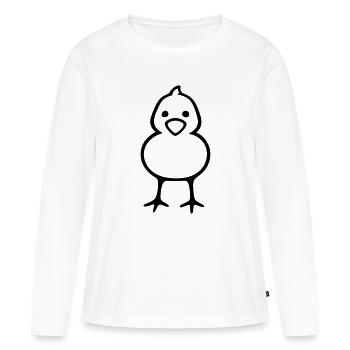 Poussin - T-shirt manches longues Premium bio Femme - blanc - Devant - Julia (174cm)