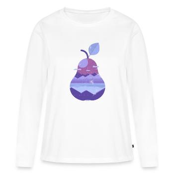 Vintage Panorama poire - T-shirt manches longues Premium bio Femme - blanc - Devant - Julia (174cm)