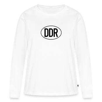 Plaque d’immatriculation DDR (monochrome) - T-shirt manches longues Premium bio Femme - blanc - Devant - Julia (174cm)
