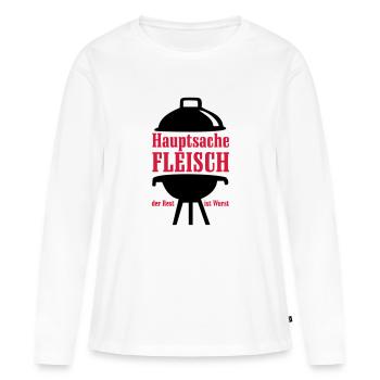 Grill, grillen, BBQ, Rost - Frauen Premium Bio Langarmshirt - Weiß - Vorne - Julia (174cm)
