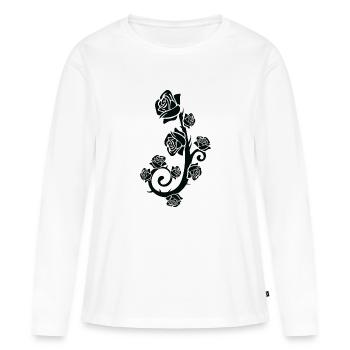 Rose noire, rose noire - T-shirt manches longues Premium bio Femme - blanc - Devant - Julia (174cm)