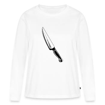 messer - Frauen Premium Bio Langarmshirt - Weiß - Vorne - Julia (174cm)