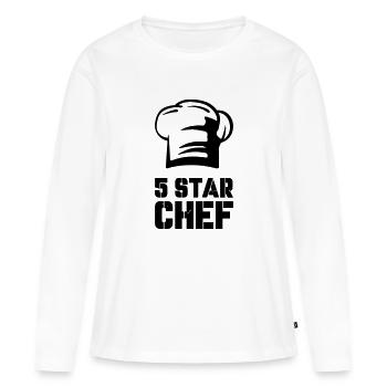 Chef 5 étoiles - T-shirt manches longues Premium bio Femme - blanc - Devant - Julia (174cm)