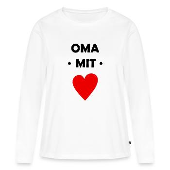 Oma mit Herz - Frauen Premium Bio Langarmshirt - Weiß - Vorne - Julia (174cm)