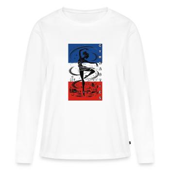 Gymnastique Francaise - T-shirt manches longues Premium bio Femme - blanc - Devant - Julia (174cm)