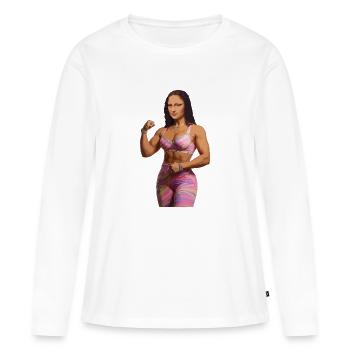Mona Lisa bling bling - T-shirt manches longues Premium bio Femme - blanc - Devant - Julia (174cm)
