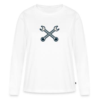 Clé de l'anneau Maul croisé - T-shirt manches longues Premium bio Femme - blanc - Devant - Julia (174cm)