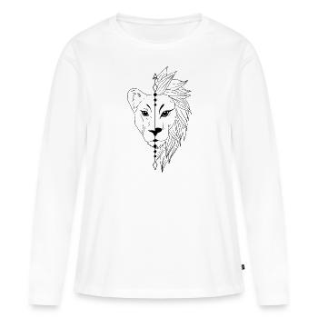 Lion - T-shirt manches longues Premium bio Femme - blanc - Devant - Julia (174cm)