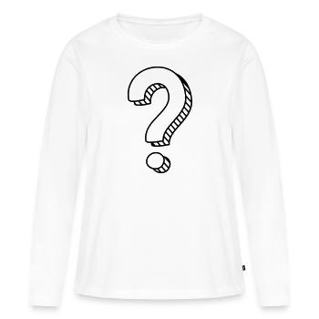 Fragezeichen mit Schatten einfarbig - Frauen Premium Bio Langarmshirt - Weiß - Vorne - Julia (174cm)