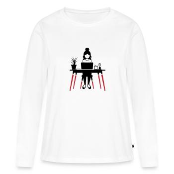 Apprendre Femme Emploi Informatique - T-shirt manches longues Premium bio Femme - blanc - Devant - Julia (174cm)