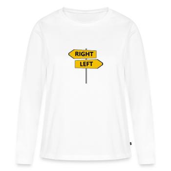RECHTS LINKS - Frauen Premium Bio Langarmshirt - Weiß - Vorne - Julia (174cm)