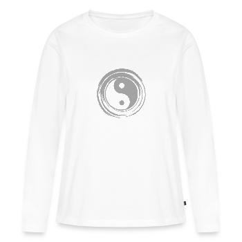 Yin Yang - T-shirt manches longues Premium bio Femme - blanc - Devant - Julia (174cm)