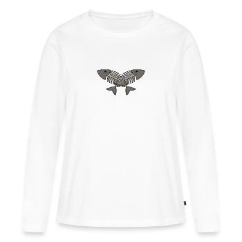 arête de hareng - T-shirt manches longues Premium bio Femme - blanc - Devant - Julia (174cm)