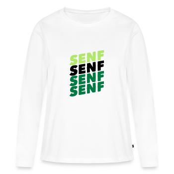 Moutarde mange une délicieuse pâte d'épices - T-shirt manches longues Premium bio Femme - blanc - Devant - Julia (174cm)
