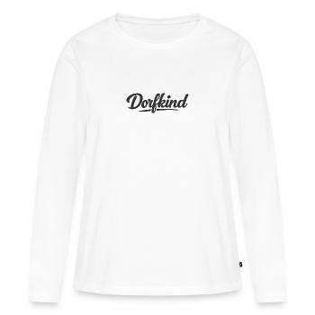 Dorfkind Schriftzug - Frauen Premium Bio Langarmshirt - Weiß - Vorne - Julia (174cm)
