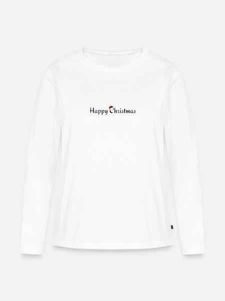 Happy Christmas - Frauen Premium Bio Langarmshirt - Weiß
