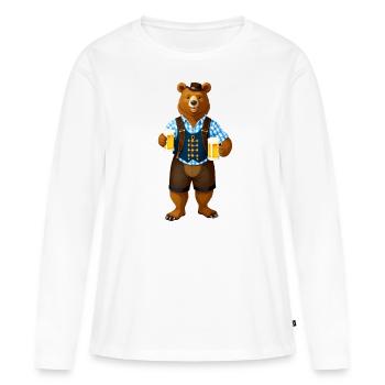 Volksfest Oktober Bär Tracht bayrisch Bierglas - Frauen Premium Bio Langarmshirt - Weiß - Vorne - Julia (174cm)