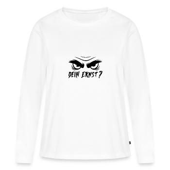 T’es sérieux? Colère et indignation - T-shirt manches longues Premium bio Femme - blanc - Devant - Julia (174cm)