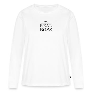 Citation Fête des Pères Père Père Père Père Père Gesch - T-shirt manches longues Premium bio Femme - blanc - Devant - Julia (174cm)