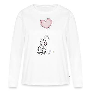 Elefant mit Herz - Frauen Premium Bio Langarmshirt - Weiß - Vorne - Julia (174cm)