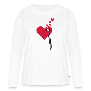 Échelle à la fenêtre - Fensterln / window heart (3c) - T-shirt manches longues Premium bio Femme - blanc - Devant - Julia (174cm)