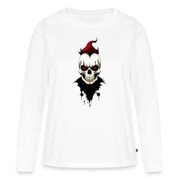 Crâne aux yeux rouges - T-shirt manches longues Premium bio Femme - blanc - Devant - Julia (174cm)