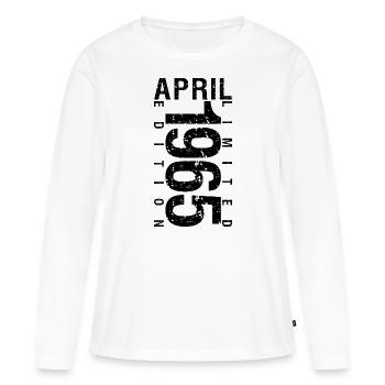 Anniversaire Avril 1965 Avril né en Avril 1965 - T-shirt manches longues Premium bio Femme - blanc - Devant - Julia (174cm)