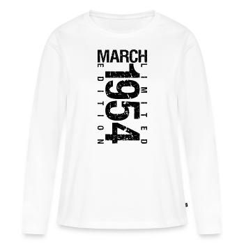 Anniversaire Mars 1954 Mars né en Mars - T-shirt manches longues Premium bio Femme - blanc - Devant - Julia (174cm)