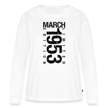 Anniversaire Mars 1953 Mars né en Mars - T-shirt manches longues Premium bio Femme - blanc - Devant - Julia (174cm)