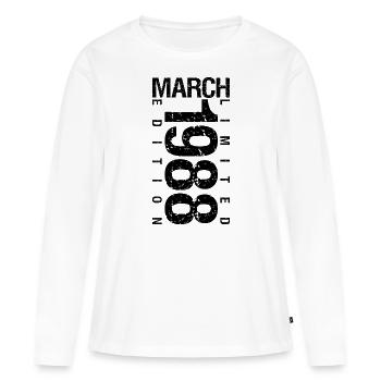 Anniversaire Mars 1988 Mars né en Mars - T-shirt manches longues Premium bio Femme - blanc - Devant - Julia (174cm)