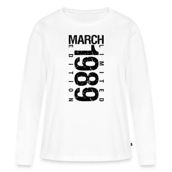 Anniversaire Mars 1989 Mars né en Mars - T-shirt manches longues Premium bio Femme - blanc - Devant - Julia (174cm)