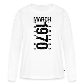 Anniversaire Mars 1970 Mars né en Mars - T-shirt manches longues Premium bio Femme - blanc - Devant - Julia (174cm)