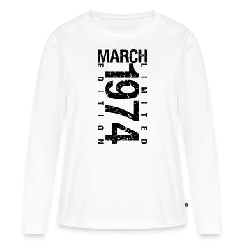 Anniversaire Mars 1974 Mars né en Mars - T-shirt manches longues Premium bio Femme - blanc - Devant - Julia (174cm)