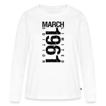Anniversaire Mars 1961 Mars né en Mars - T-shirt manches longues Premium bio Femme - blanc - Devant - Julia (174cm)