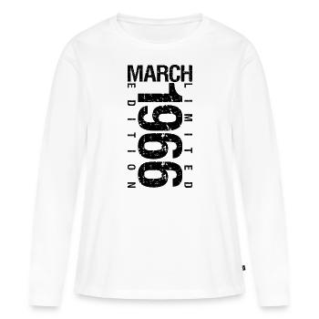 Anniversaire Mars 1966 Mars né en Mars - T-shirt manches longues Premium bio Femme - blanc - Devant - Julia (174cm)