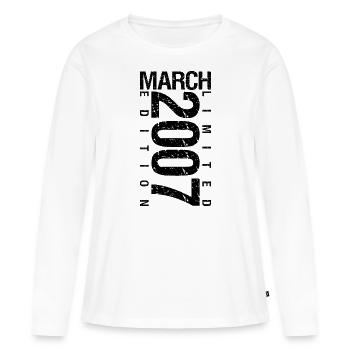 Anniversaire Mars 2007 Mars né en Mars - T-shirt manches longues Premium bio Femme - blanc - Devant - Julia (174cm)