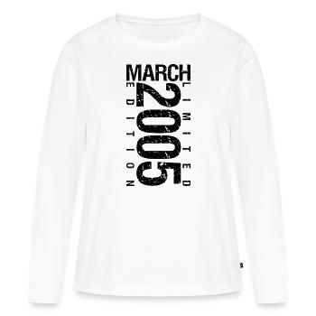 Anniversaire Mars 2005 Mars né en Mars - T-shirt manches longues Premium bio Femme - blanc - Devant - Julia (174cm)