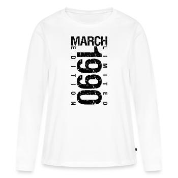 Anniversaire Mars 1990 Mars né en Mars - T-shirt manches longues Premium bio Femme - blanc - Devant - Julia (174cm)