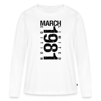 Anniversaire Mars 1981 Mars né en Mars - T-shirt manches longues Premium bio Femme - blanc - Devant - Julia (174cm)