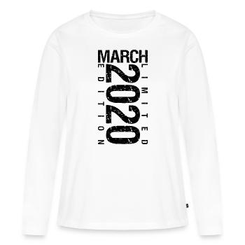 Anniversaire Mars 2020 Mars né en Mars - T-shirt manches longues Premium bio Femme - blanc - Devant - Julia (174cm)