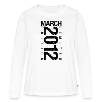Anniversaire Mars 2012 Mars né en Mars - T-shirt manches longues Premium bio Femme - blanc - Devant - Julia (174cm)