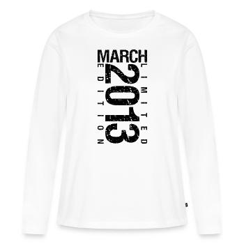 Anniversaire Mars 2013 Mars né en Mars - T-shirt manches longues Premium bio Femme - blanc - Devant - Julia (174cm)