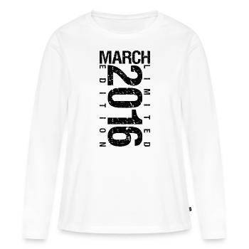 Anniversaire Mars 2016 Mars né en Mars - T-shirt manches longues Premium bio Femme - blanc - Devant - Julia (174cm)
