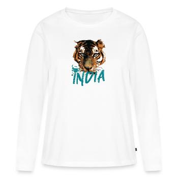 Indien, bengalisches Tigergesicht, Symbol Indiens - Frauen Premium Bio Langarmshirt - Weiß - Vorne - Julia (174cm)