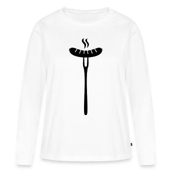 saucisse - T-shirt manches longues Premium bio Femme - blanc - Devant - Julia (174cm)