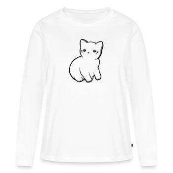 Kätzchen - Frauen Premium Bio Langarmshirt - Weiß - Vorne - Julia (174cm)