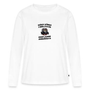 fière d'être sidecariste - T-shirt manches longues Premium bio Femme - blanc - Devant - Julia (174cm)