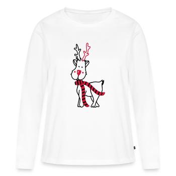 Rentier mit Schal - Frauen Premium Bio Langarmshirt - Weiß - Vorne - Julia (174cm)