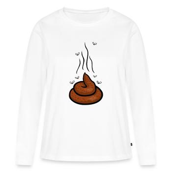 Dampfender Scheißhaufen mit Fliegen - Frauen Premium Bio Langarmshirt - Weiß - Vorne - Julia (174cm)